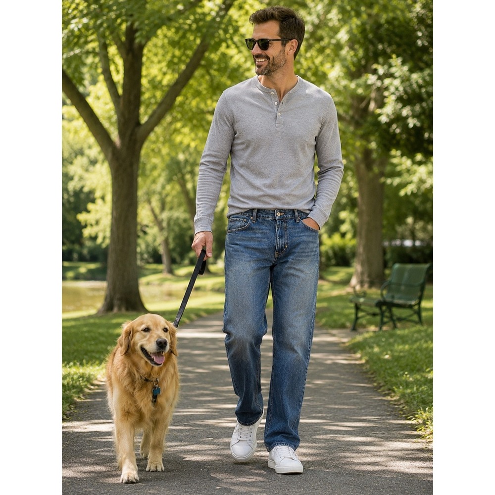 Tommy Hilfiger Mens Jeans 36/32 Classic Straight Thick Medium Wash Denim‎
